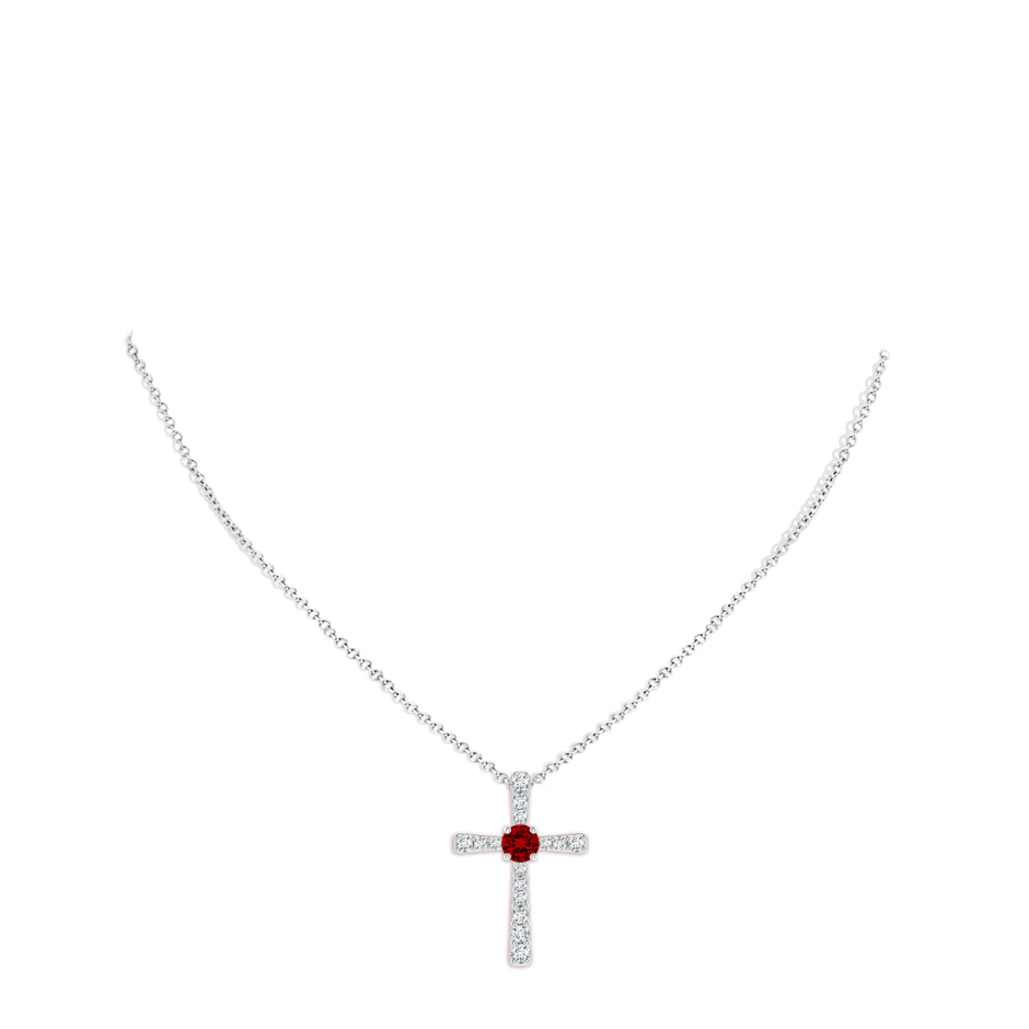 Lab-Grown Ruby and Lab Diamond Cross Pendant