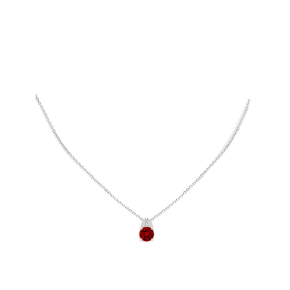 Round Lab-Grown Ruby Pendant with Diamond