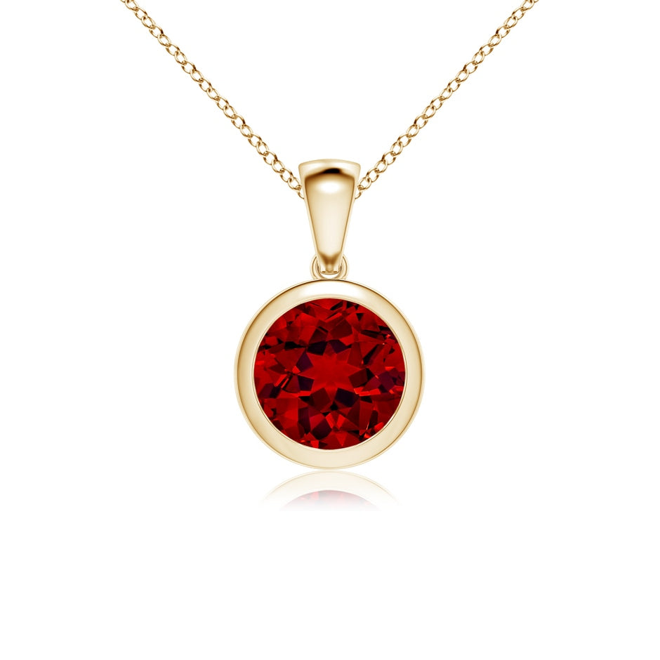 Bezel-Set Round Lab-Grown Ruby Solitaire Pendant