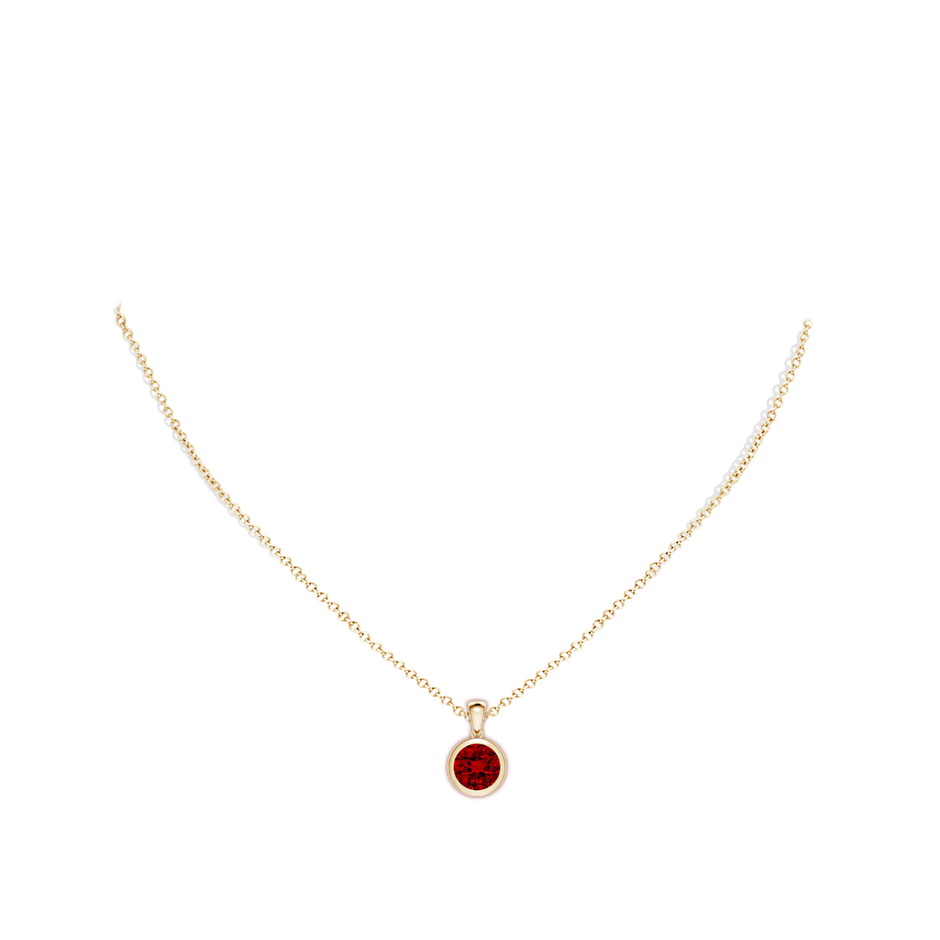 Bezel-Set Round Lab-Grown Ruby Solitaire Pendant