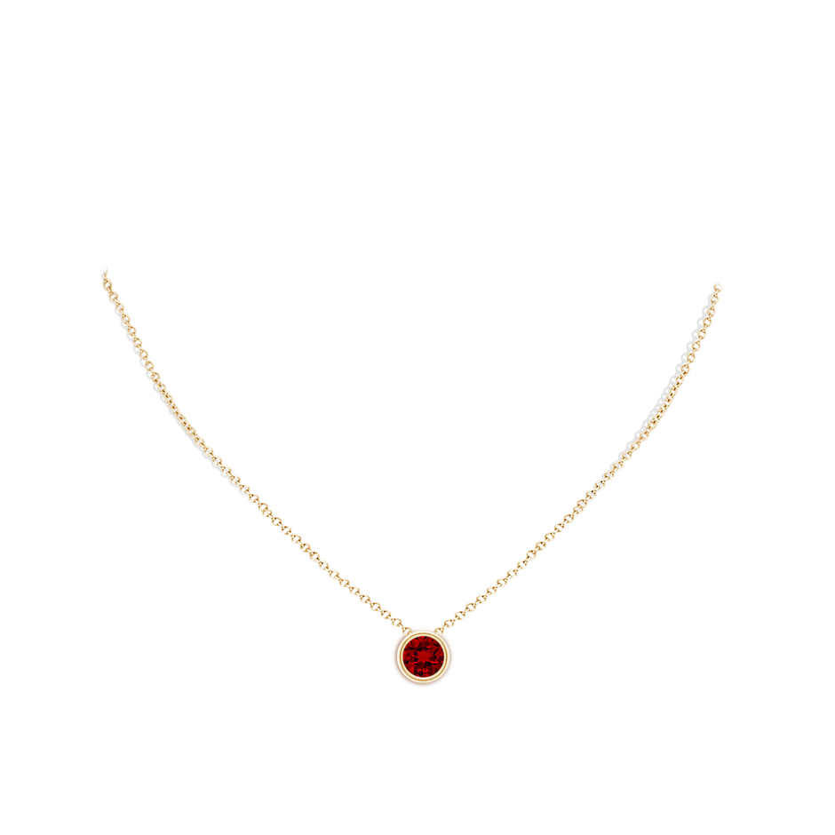 Lab-Grown Bezel-Set Round Ruby Solitaire Pendant