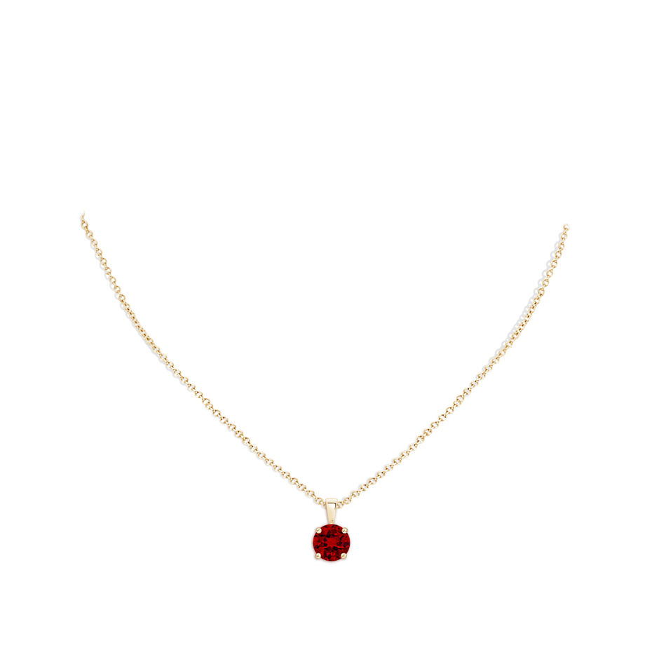 Classic Prong-Set Round Lab-Grown Ruby Solitaire Pendant