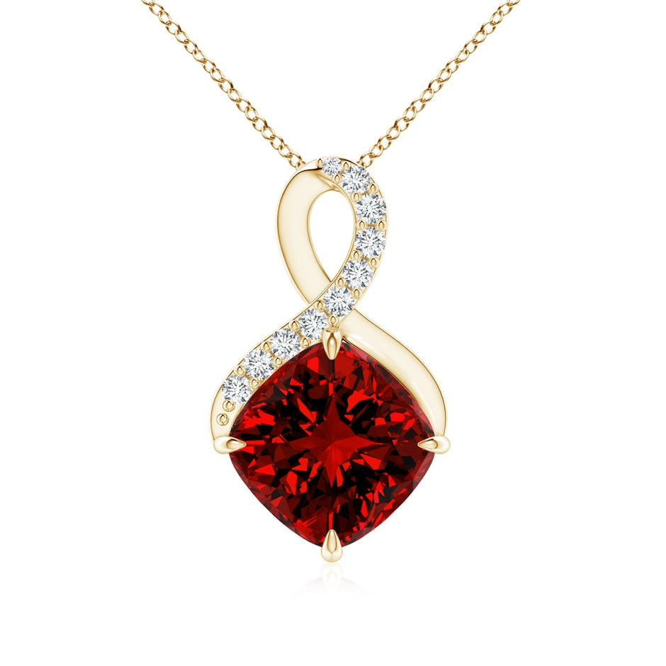Lab-Grown Claw-Set Ruby Infinity Pendant with Lab Diamonds