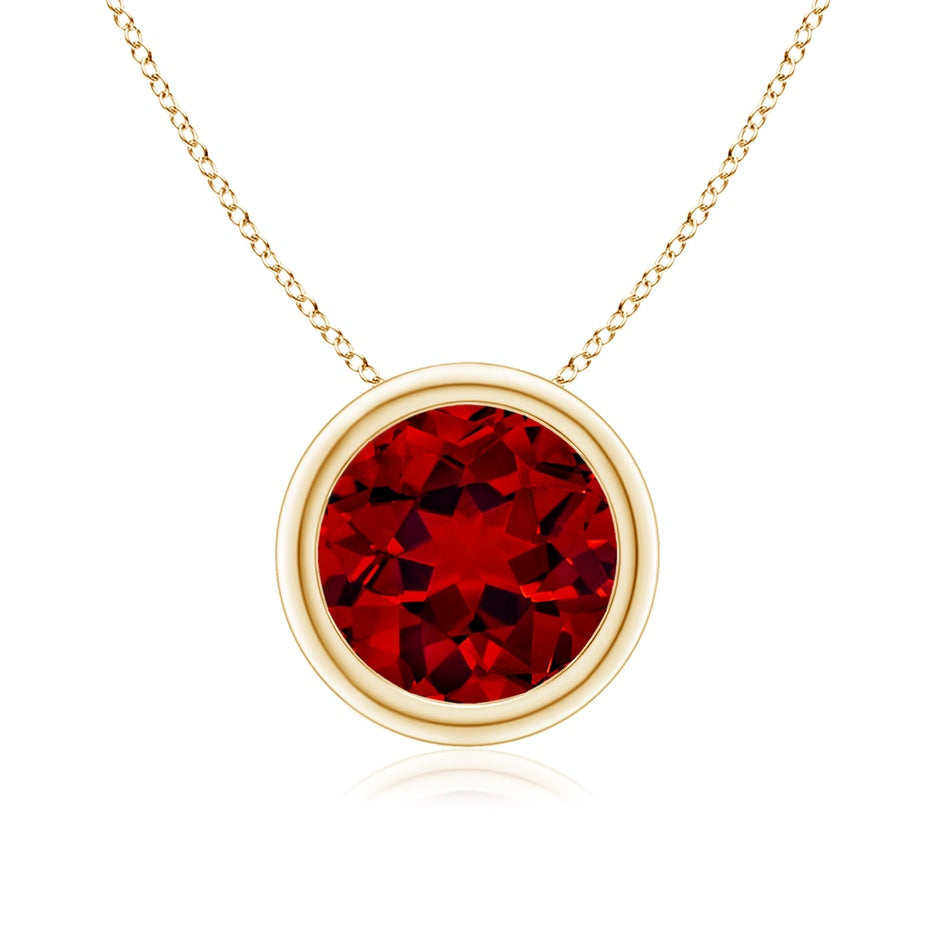 Lab-Grown Bezel-Set Round Ruby Solitaire Pendant