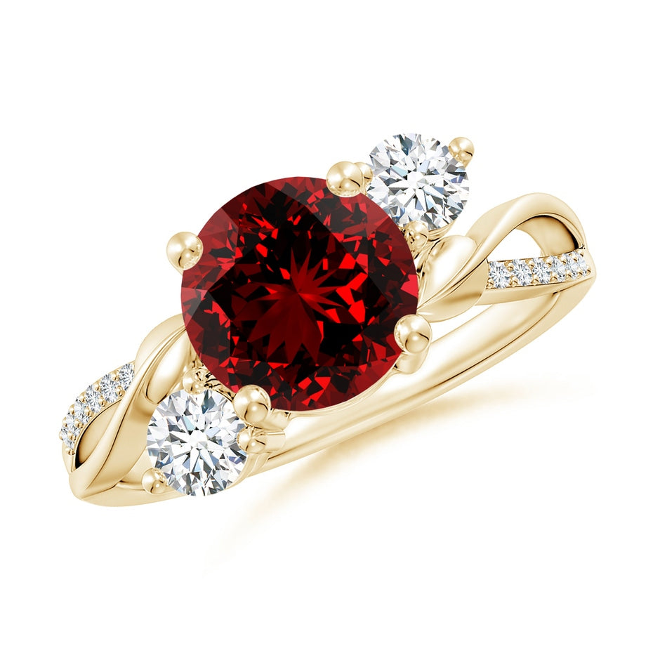 Lab-Grown Ruby and Lab Diamond Twisted Vine Ring