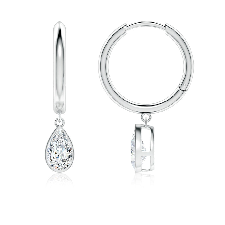Pear-Shaped Lab-Grown Diamond Hoop Drop Earrings