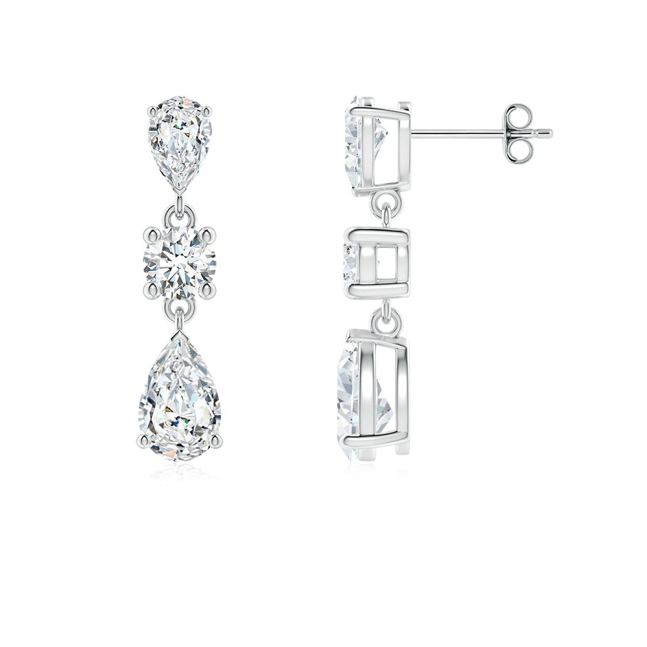 Prong-Set Pear and Round Lab-Grown Diamond Drop Earrings