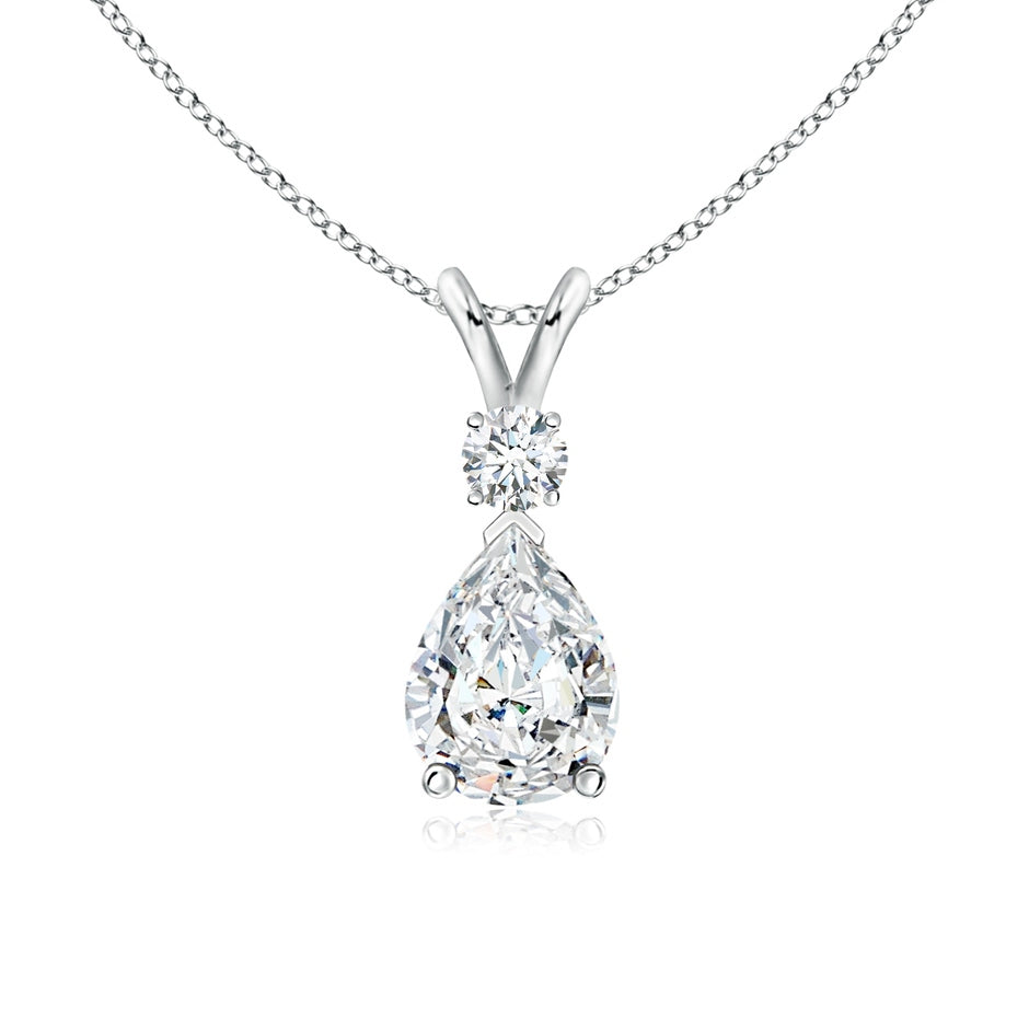 Prong-Set Lab-Grown Diamond Teardrop V-Bale Pendant