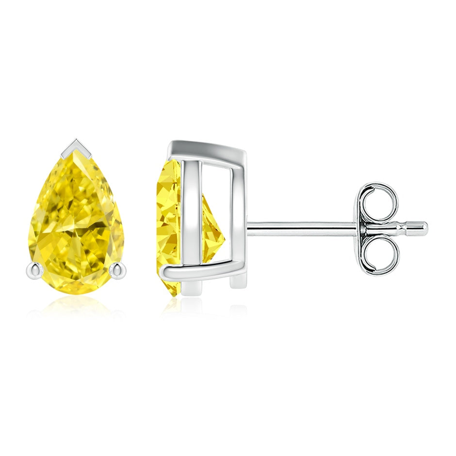 Pear-Shaped Lab-Grown Fancy Intense Yellow Diamond Solitaire Stud Earrings