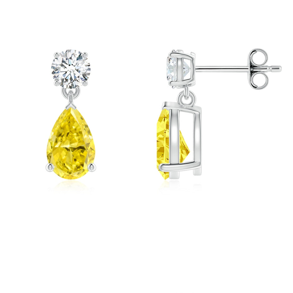 Pear-Shaped Lab-Grown Fancy Intense Yellow Diamond Drop Earrings