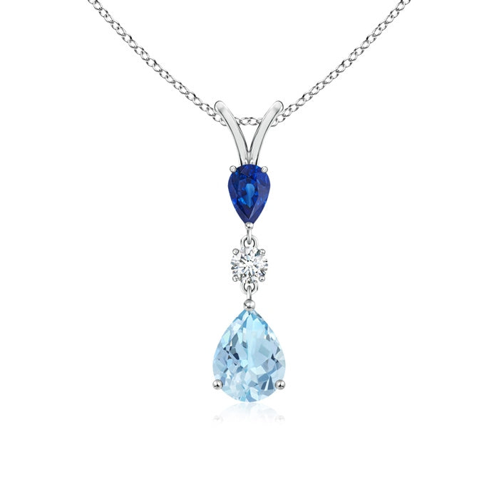 Pear-Shaped Sapphire and Aquamarine Drop Pendant
