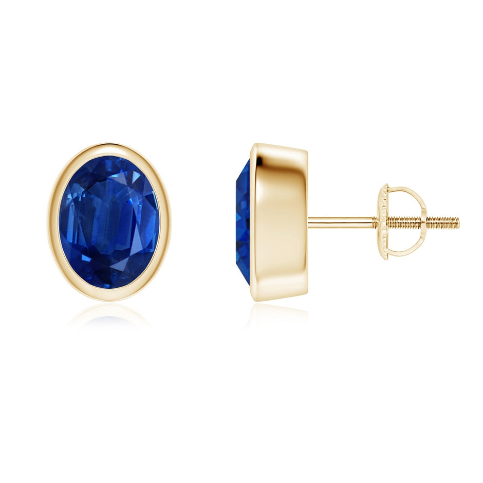 Classic Oval Blue Sapphire Solitaire Stud Earrings