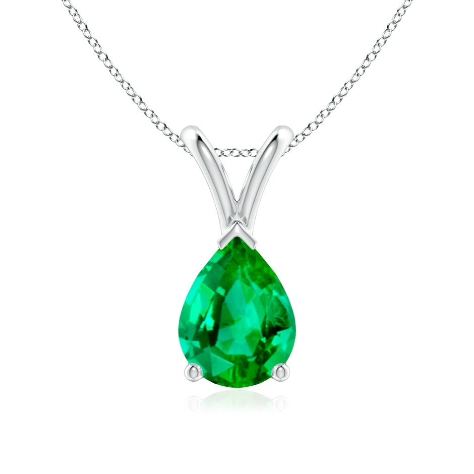 V-Bale Pear-Shaped Emerald Solitaire Pendant