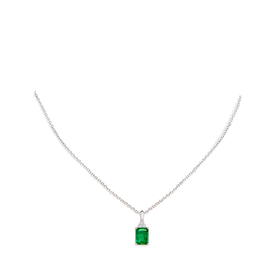 Emerald-Cut Emerald Pendant with Diamond Trio