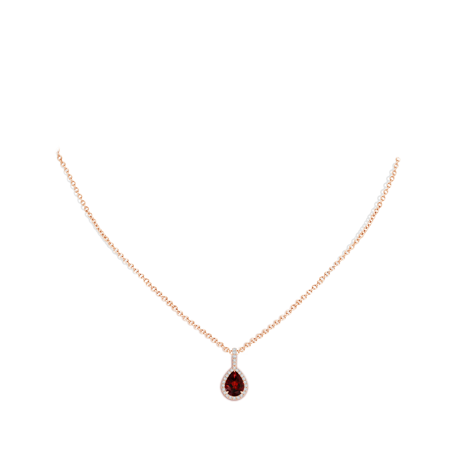 Garnet Teardrop Pendant with Diamond Halo