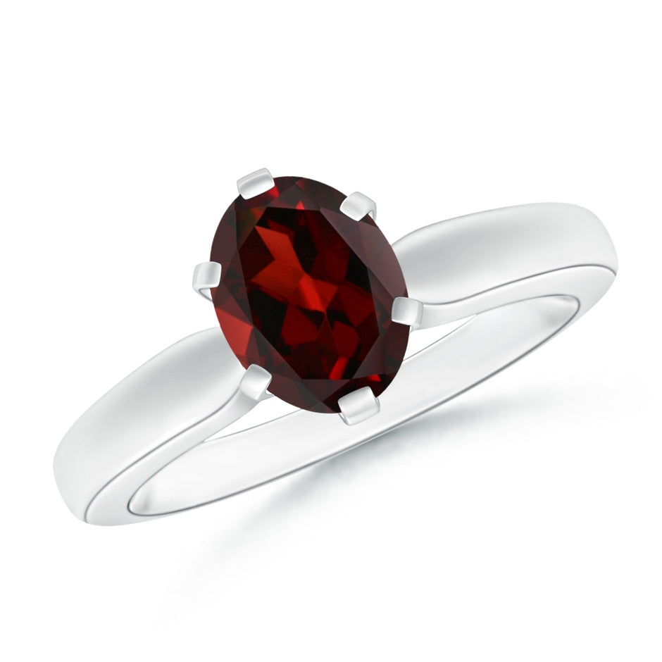 Tapered Shank Oval Solitaire Garnet Ring