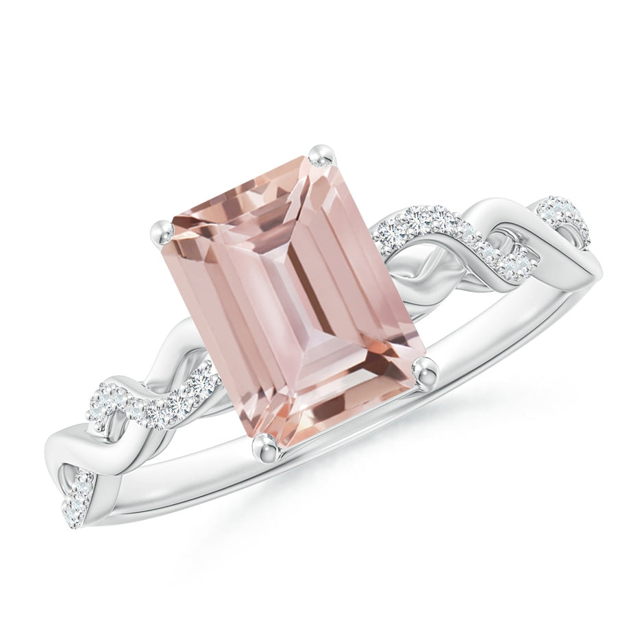 Emerald-Cut Solitaire Morganite Infinity Twist Ring