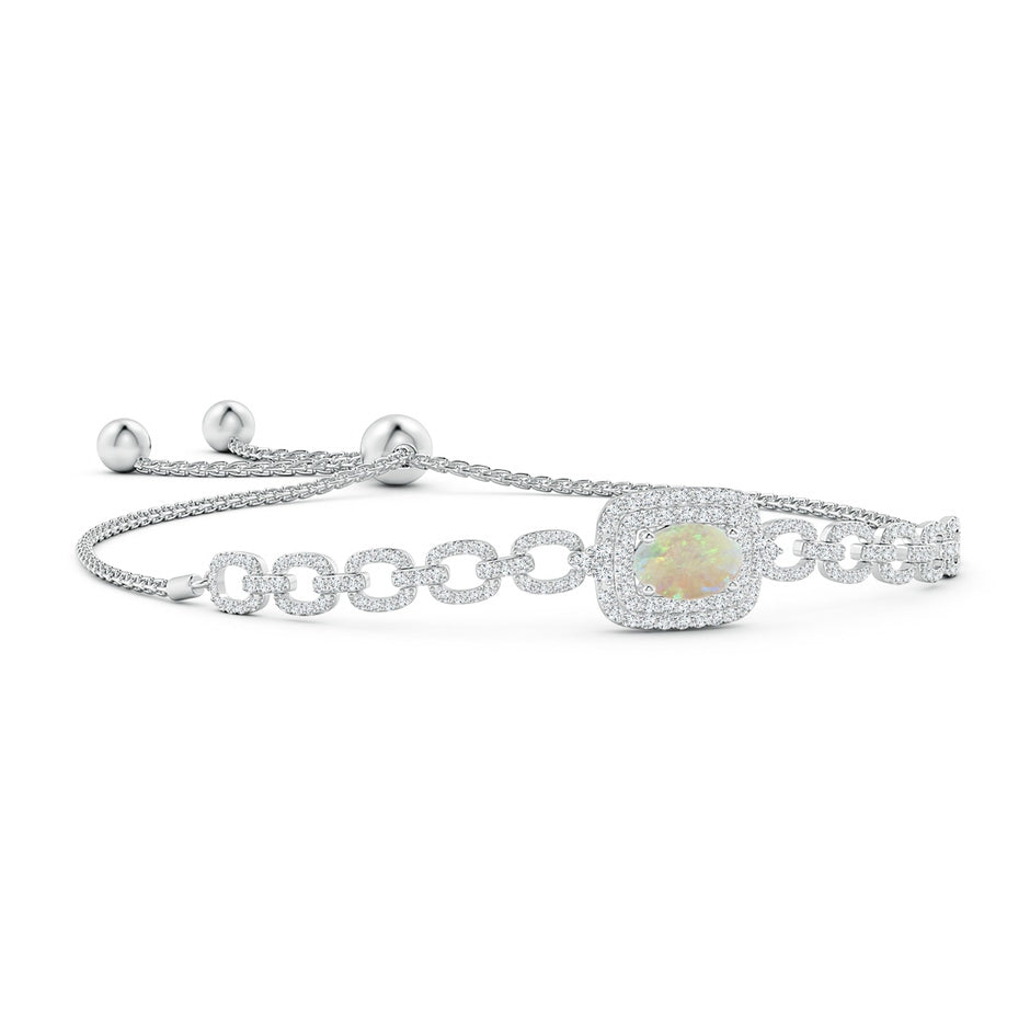 Oval Opal and Diamond Chain Link Bolo Bracelet
