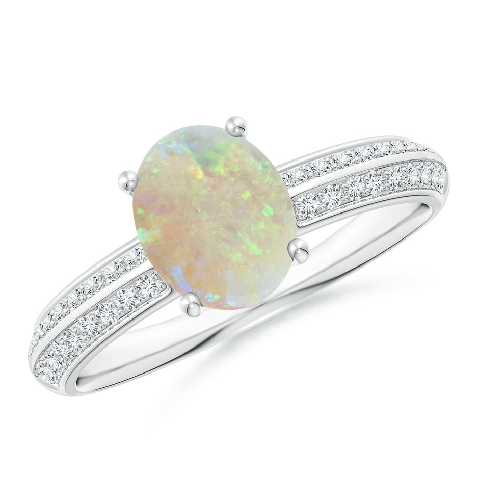 Classic Oval Opal Knife Edge Ring
