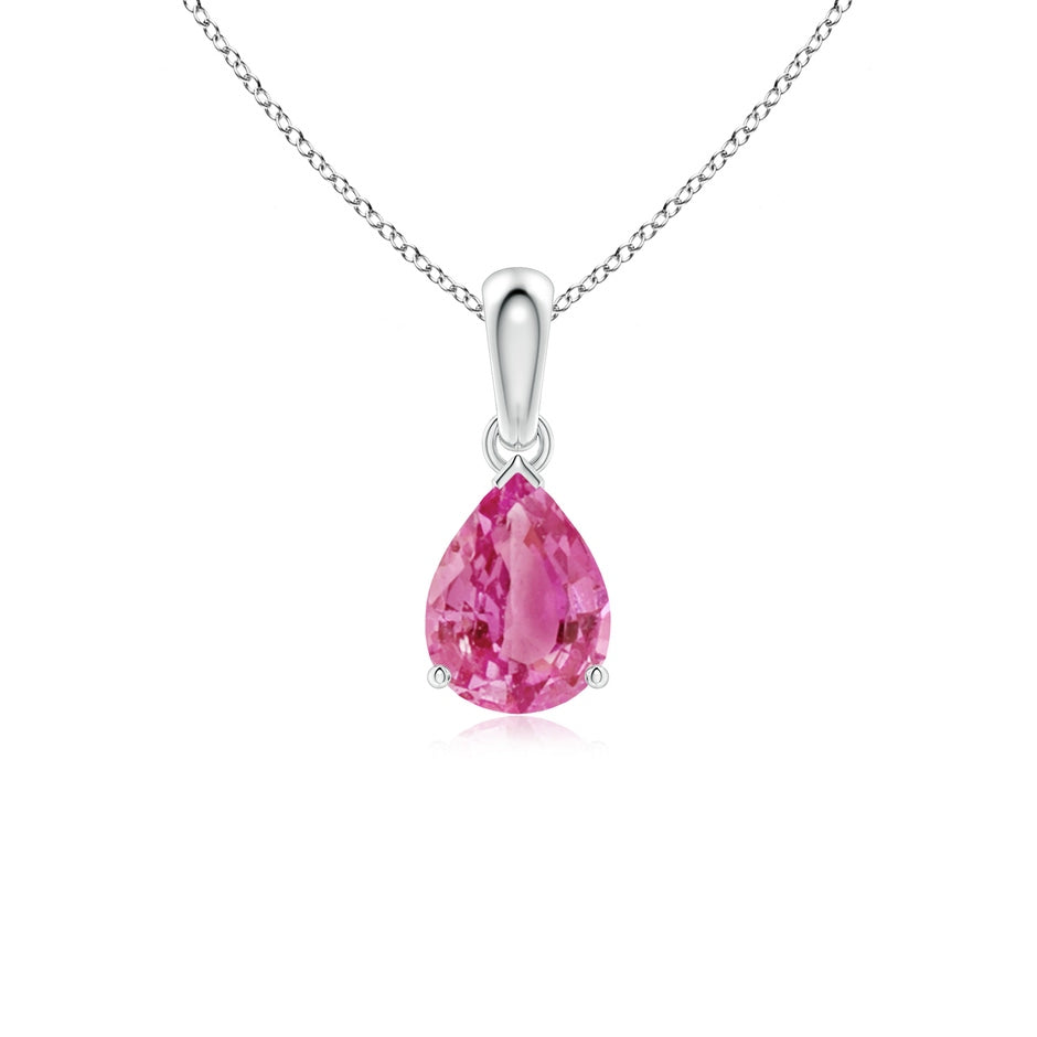 Prong-Set Pear Pink Sapphire Solitaire Pendant