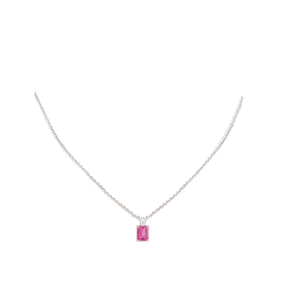 Emerald-Cut Pink Sapphire Solitaire Pendant with V-Bale