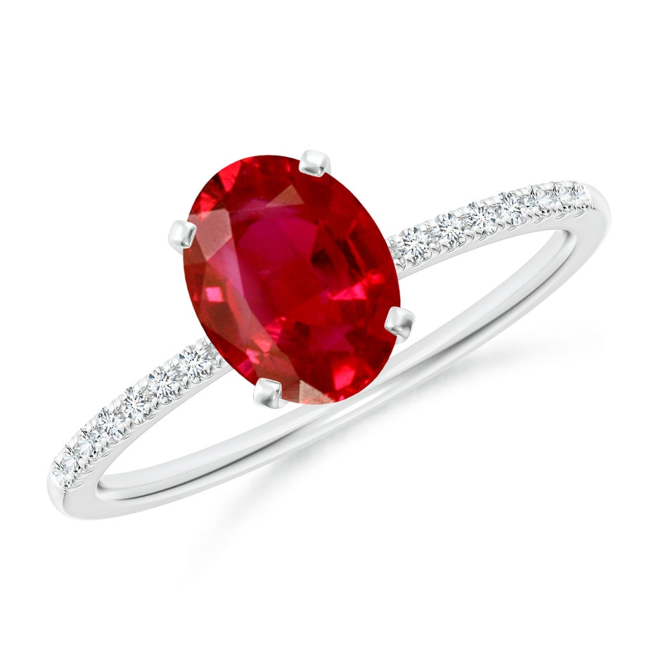Peg Head Oval Ruby Classic Engagement Ring