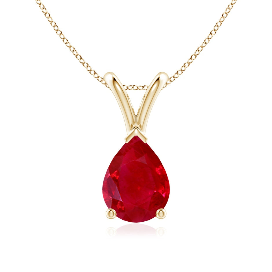 V-Bale Pear-Shaped Ruby Solitaire Pendant