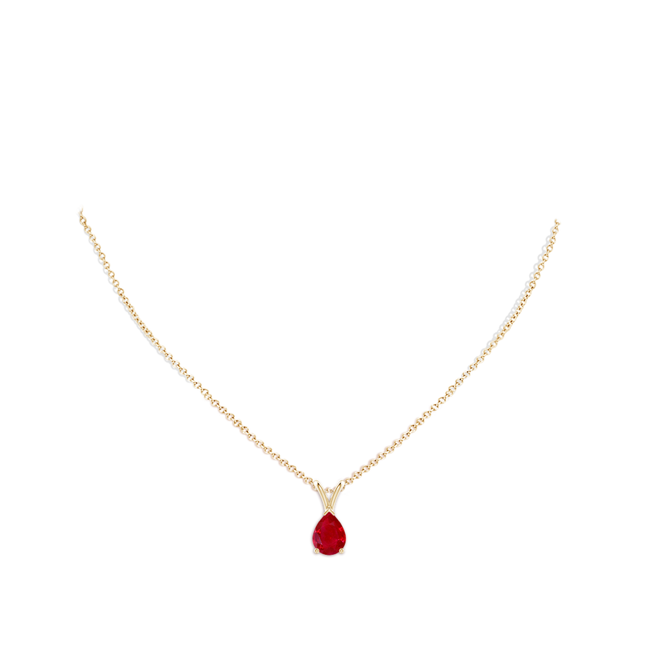 V-Bale Pear-Shaped Ruby Solitaire Pendant