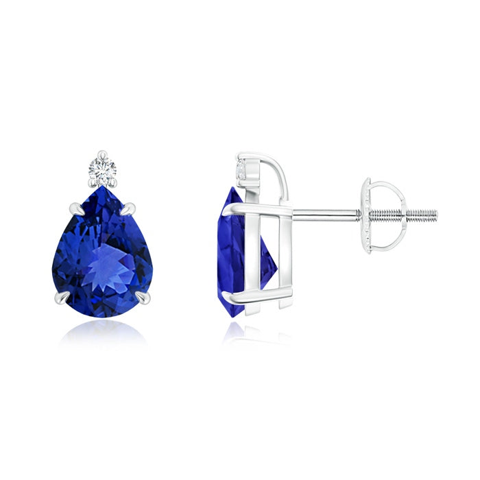 Classic Claw-Set Pear Tanzanite Solitaire Stud Earrings