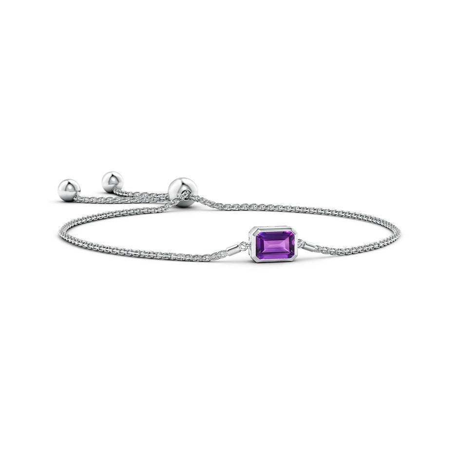 Horizontally Set Emerald-Cut Amethyst Bolo Bracelet