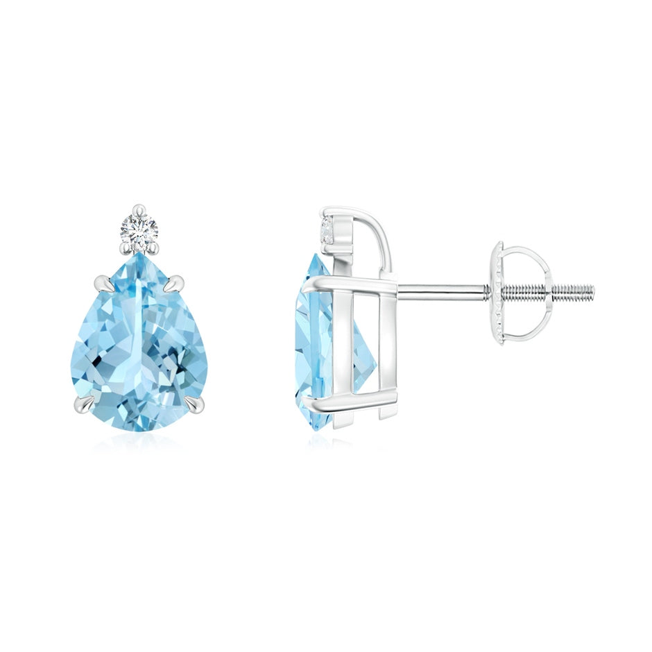 Classic Claw-Set Pear Aquamarine Solitaire Stud Earrings