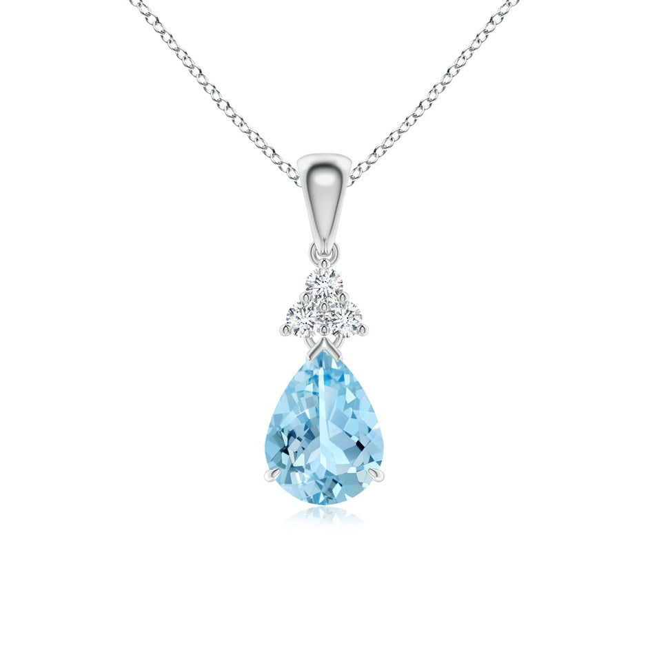 Claw-Set Aquamarine Drop Pendant with Trio Diamonds