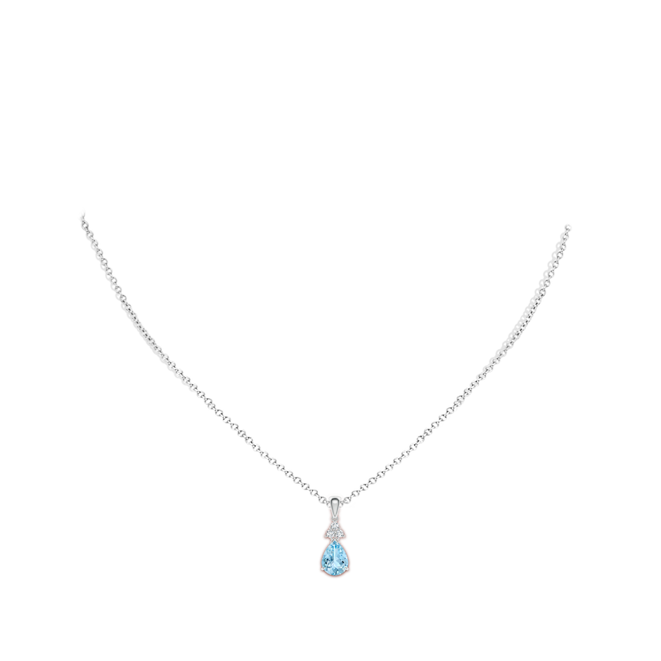 Claw-Set Aquamarine Drop Pendant with Trio Diamonds