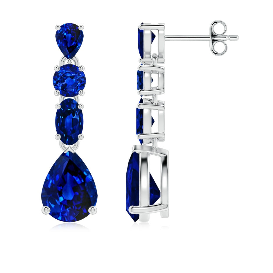 Multi-Shape Lab-Grown Blue Sapphire Dangle Earrings