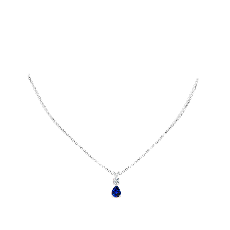 Lab-Grown Pear-Shaped Sapphire V-Bale Pendant