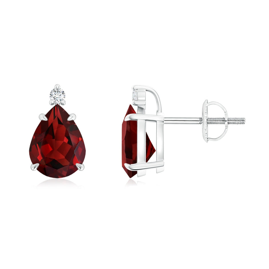 Classic Claw-Set Pear Garnet Solitaire Stud Earrings