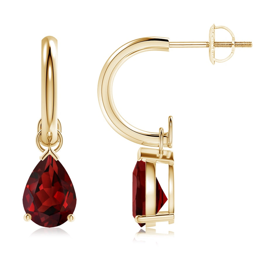 Pear-Shaped Garnet Drop Earrings with Screw Back