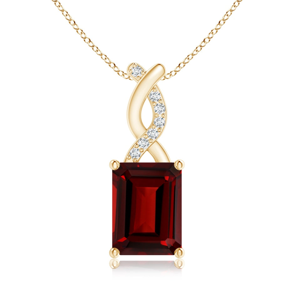 Garnet Pendant with Diamond Entwined Bale