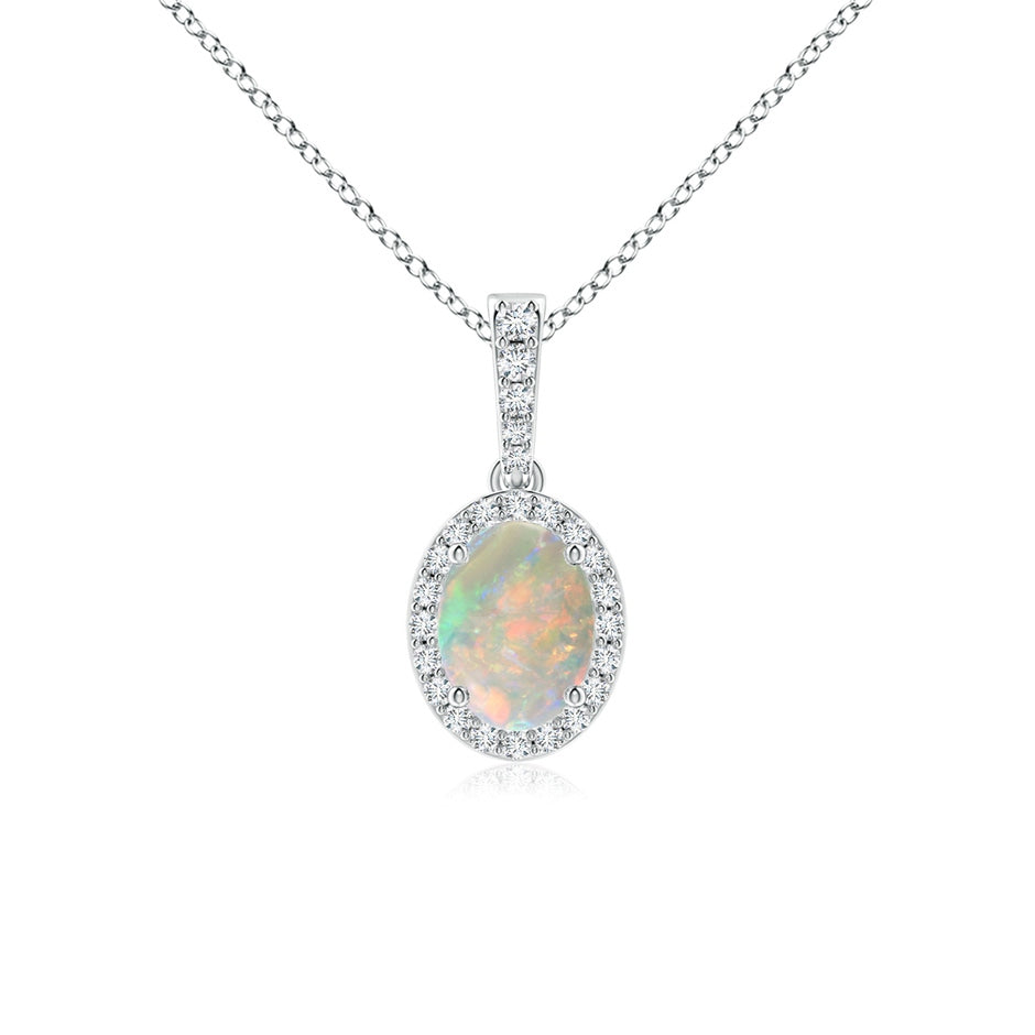 Vintage Style Oval Opal Halo Pendant