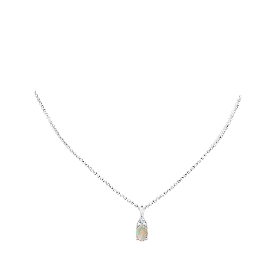 Oval Opal Solitaire Pendant with Trio Diamond