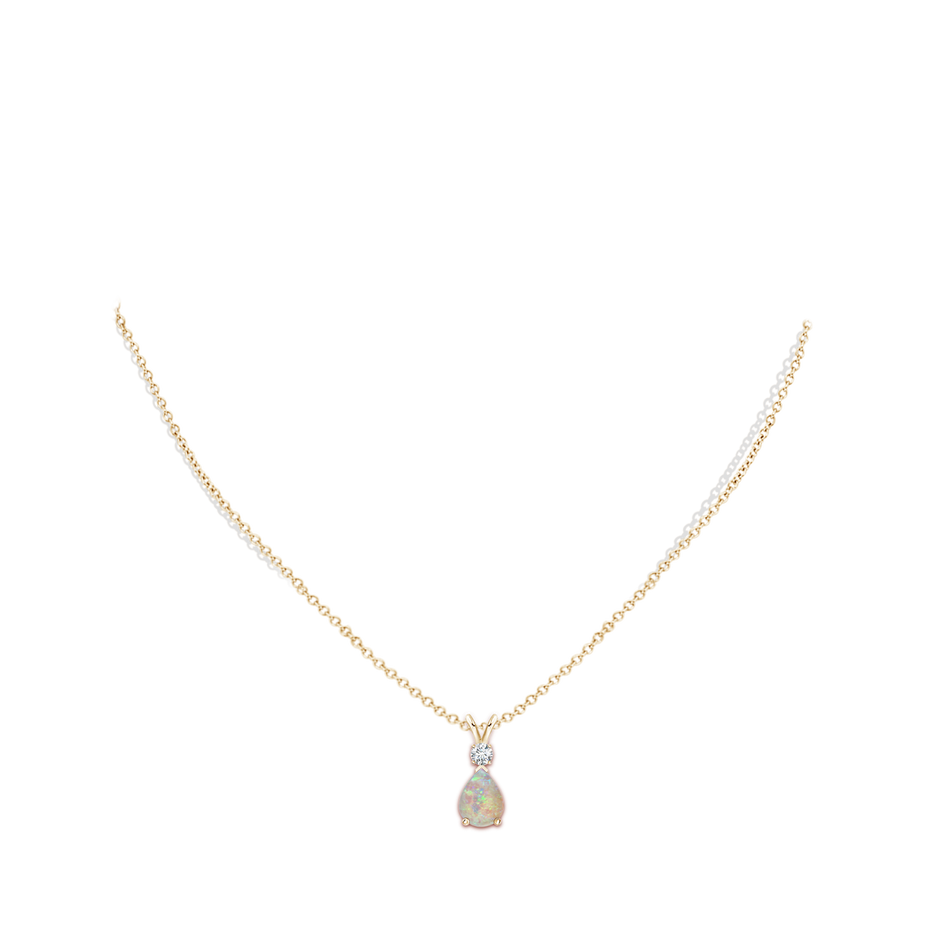 Prong-Set Opal Teardrop V-Bale Pendant with Diamond