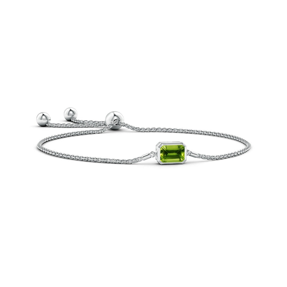 Horizontally Set Emerald-Cut Peridot Bolo Bracelet