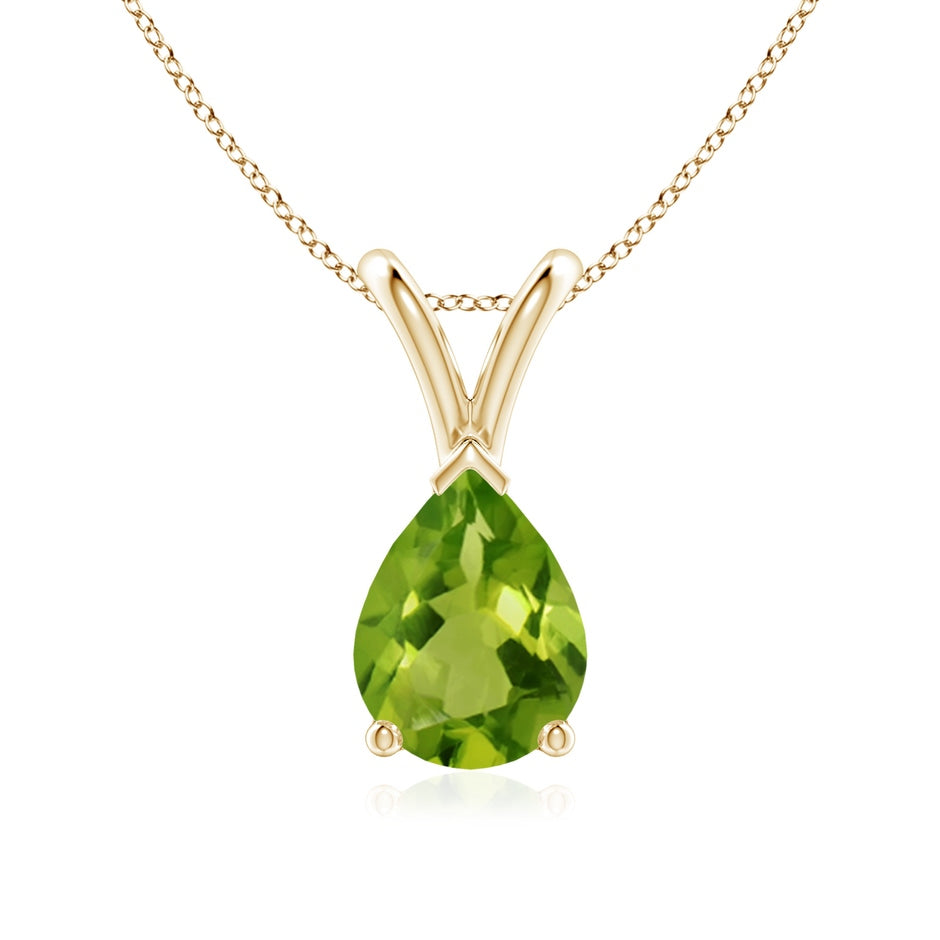 V-Bale Pear-Shaped Peridot Solitaire Pendant
