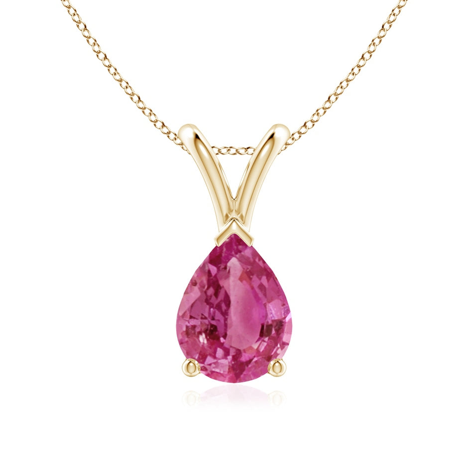 V-Bale Pear-Shaped Pink Sapphire Solitaire Pendant