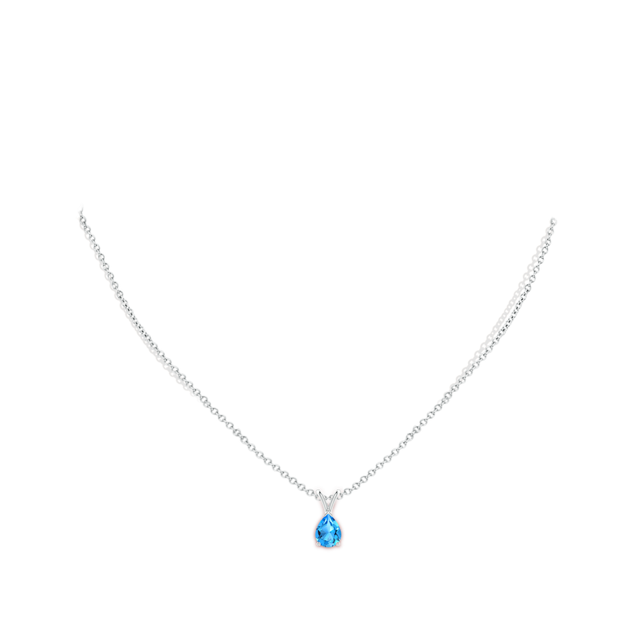 V-Bale Pear-Shaped Swiss Blue Topaz Solitaire Pendant