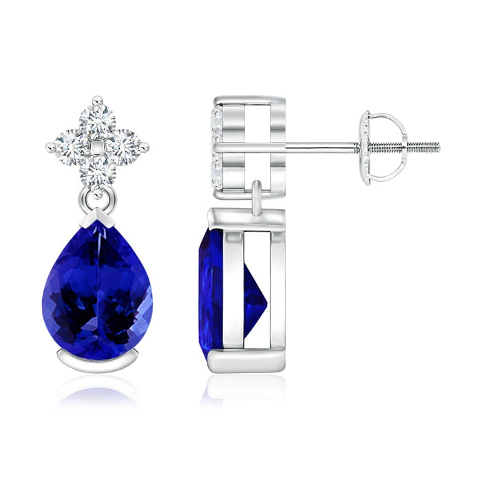 Pear-Shaped Tanzanite Drop Earrings with Diamonds