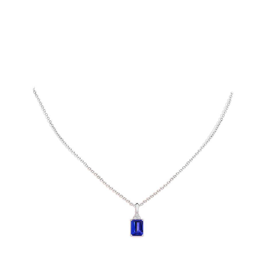 Emerald-Cut Tanzanite Pendant with Diamond Trio