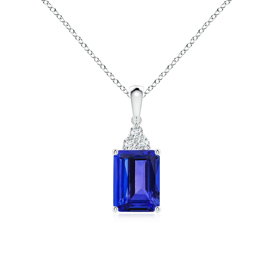 Emerald-Cut Tanzanite Pendant with Diamond Trio