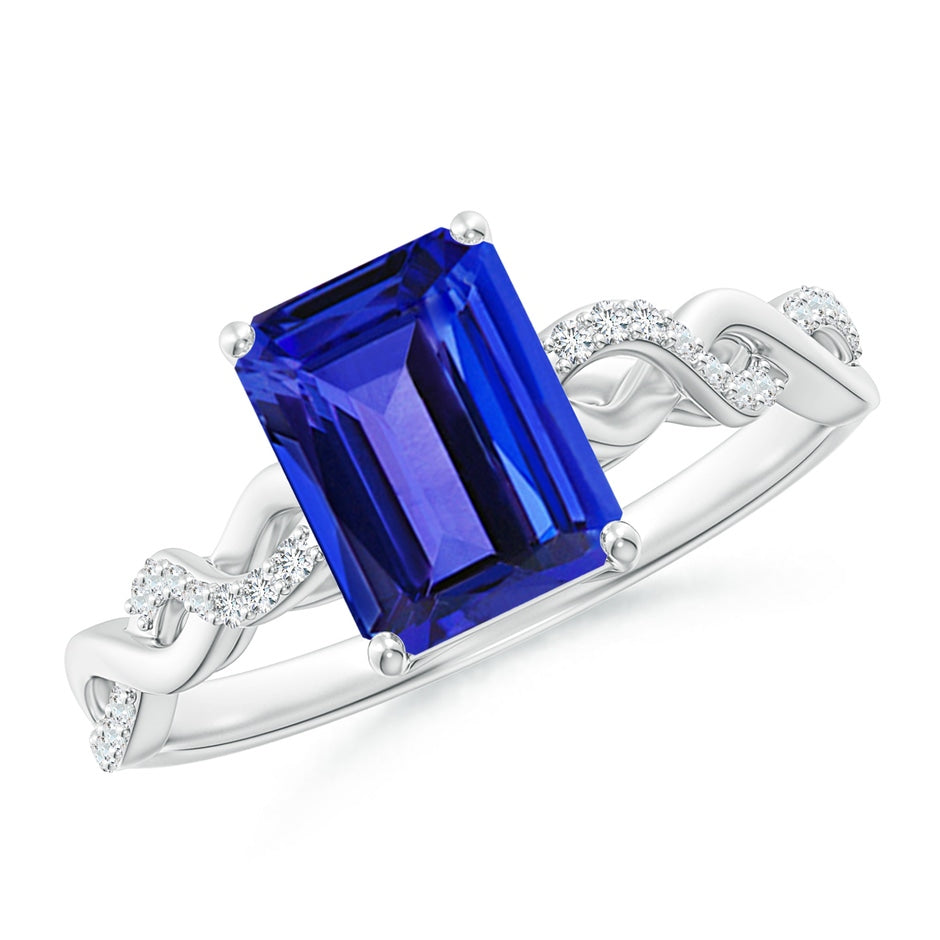 Emerald-Cut Solitaire Tanzanite Infinity Twist Engagement Ring