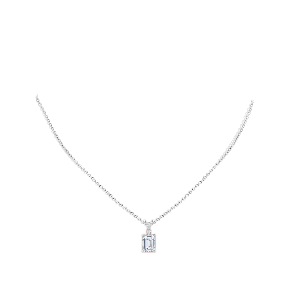 Emerald-Cut Lab-Grown Diamond Solitaire Pendant with Accent